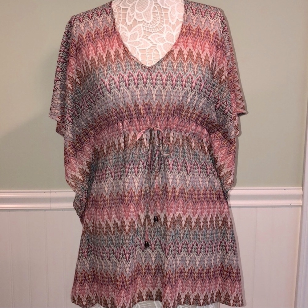 Moon & Meadow Boho Chic Drawstring Tunic Top - image 1